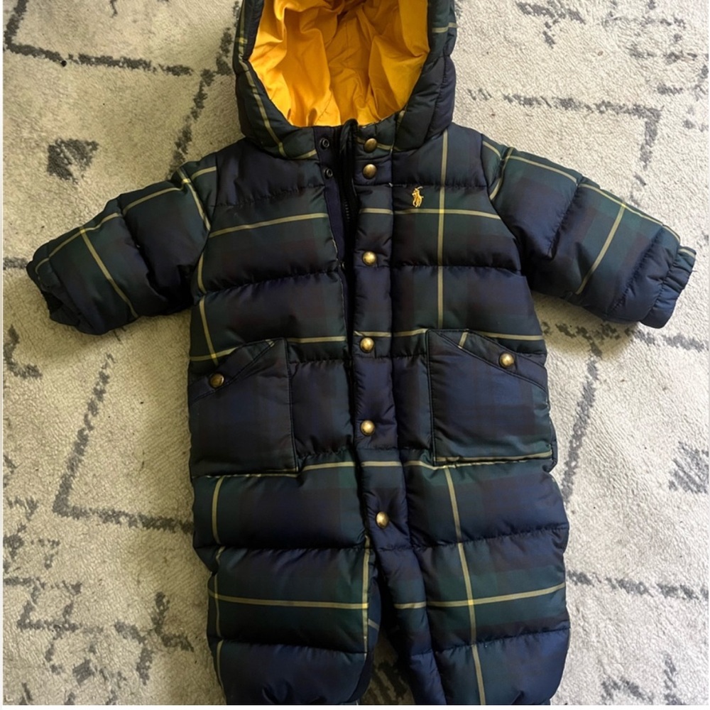 Ralph Lauren Navy Snowsuit with Yellow Lining